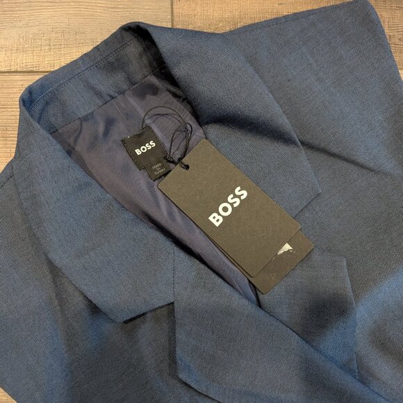 NWT BOSS Delibea Women's Sleeveless Button Front Dress in Virgin Wool Blue 8 - Picture 10 of 12